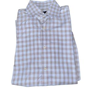 Boss Hugo Boss Men's Plaid Button Up Shirt - Light Blue and Tan
